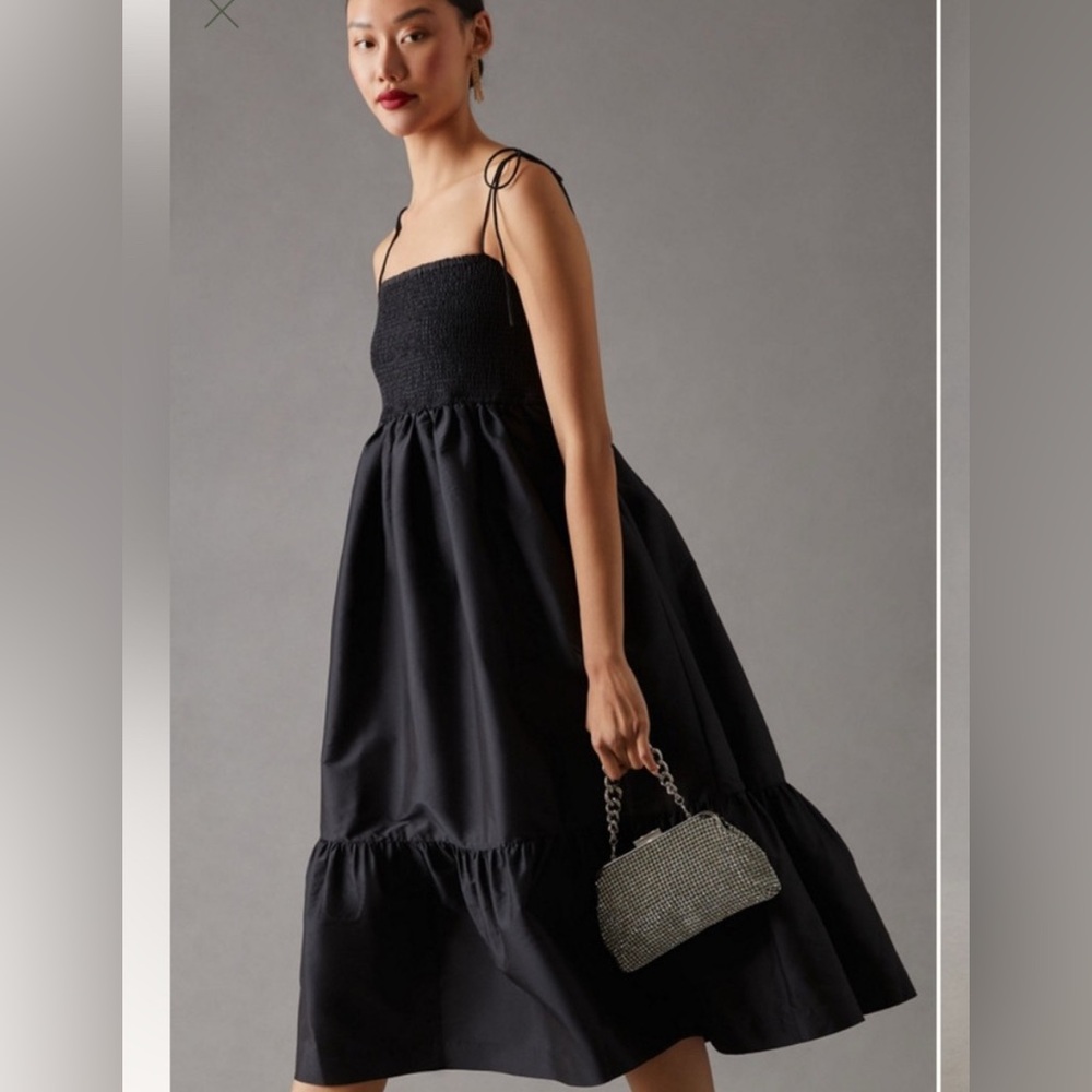 Chic Black Midi Dress with Spaghetti Straps - Picture 6 of 6